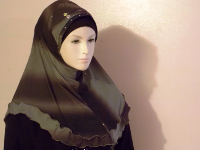 Black and grey Beaded Stylish 1 piece Hijab  